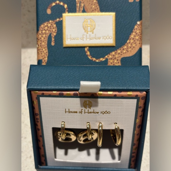 NWT House of Harlow 1960 Gold Earrings Duo - Picture 5 of 5